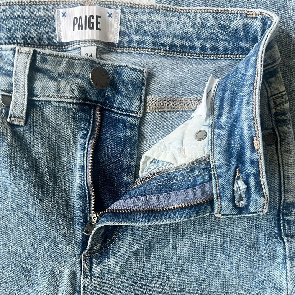 PAIGE Women's Hoxton Straight Light Wash Fray Hem Ankle Jeans Size 24 - Picture 14 of 14